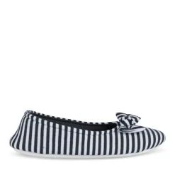 Chaussons Ballerine MARINE Femme Motif Rayures A Enfiler