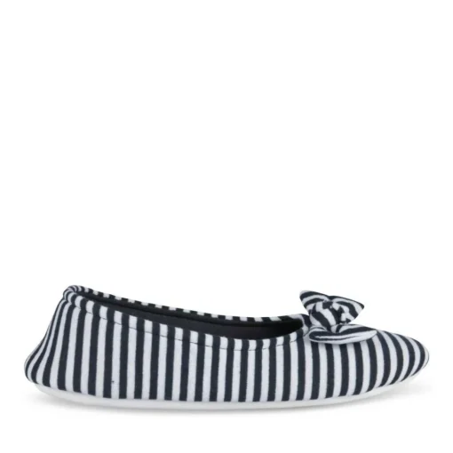 Chaussons Ballerine MARINE Femme Motif Rayures A Enfiler