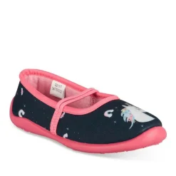 Chaussons Ballerine MARINE Fille Motif Licorne A Enfiler