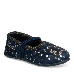 Chaussons Ballerine MARINE Fille Motif A Pois Elastique