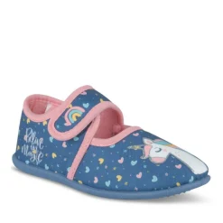 Chaussons Ballerine MARINE Fille Motif Licorne Scratch
