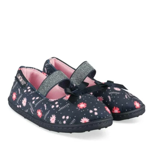 Chaussons Ballerine MARINE Fille Motif Fleuri A Enfiler