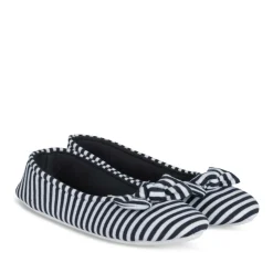 Chaussons Ballerine MARINE Femme Motif Rayures A Enfiler