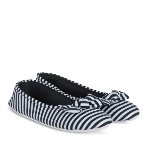 Chaussons Ballerine MARINE Femme Motif Rayures A Enfiler