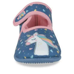 Chaussons Ballerine MARINE Fille Motif Licorne Scratch
