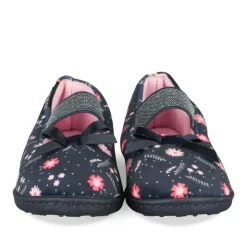 Chaussons Ballerine MARINE Fille Motif Fleuri A Enfiler