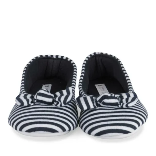 Chaussons Ballerine MARINE Femme Motif Rayures A Enfiler