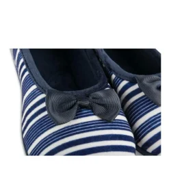 Chaussons Ballerine MARINE Femme Motif Rayures A Enfiler
