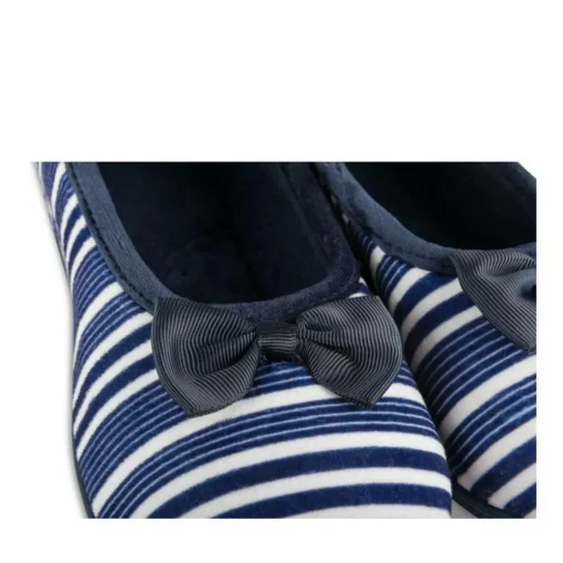 Chaussons Ballerine MARINE Femme Motif Rayures A Enfiler