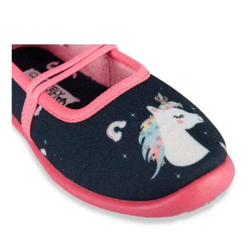 Chaussons Ballerine MARINE Fille Motif Licorne A Enfiler