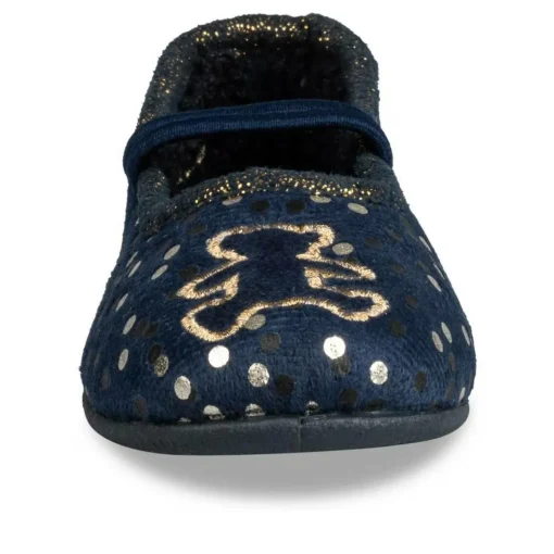 Chaussons Ballerine MARINE Fille Motif A Pois Elastique