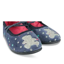 Chaussons Ballerine MARINE Fille Motif A Pois Elastique