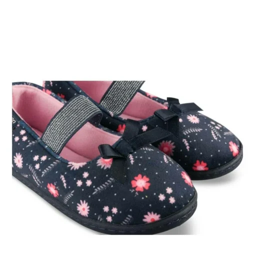 Chaussons Ballerine MARINE Fille Motif Fleuri A Enfiler