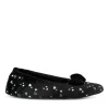 Chaussons Ballerine NOIR Femme Motif Coeurs A Enfiler