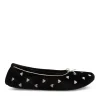 Chaussons Ballerine NOIR Femme Motif Coeurs A Enfiler