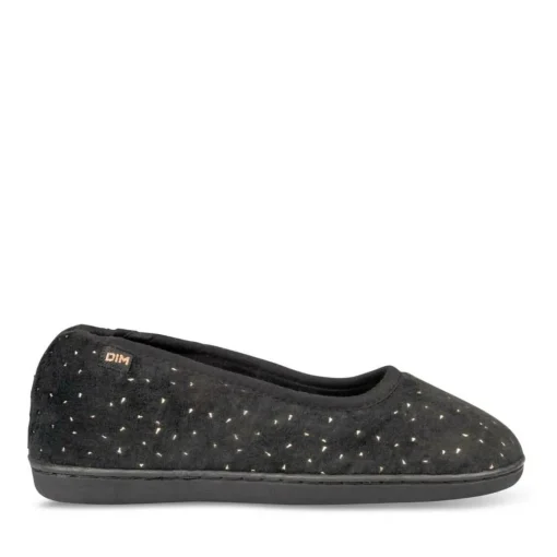 Chaussons Ballerine NOIR Femme Motif Paillettes A Enfiler