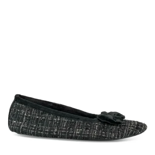 Chaussons Ballerine NOIR Femme Motif Uni A Enfiler