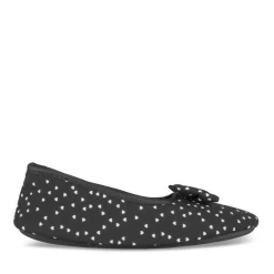 Chaussons Ballerine NOIR Femme Motif Coeurs A Enfiler
