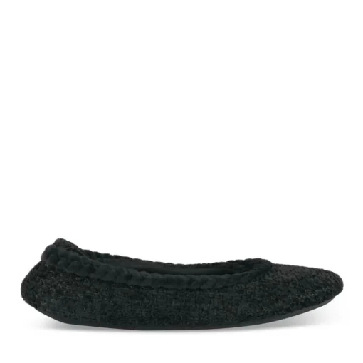 Chaussons Ballerine NOIR Femme Motif Uni A Enfiler