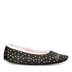Chaussons Ballerine NOIR Femme Motif A Pois A Enfiler