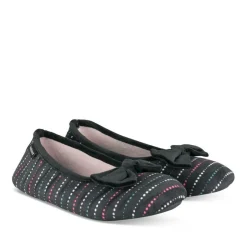 Chaussons Ballerine NOIR Femme Motif A Pois A Enfiler