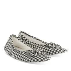 Chaussons Ballerine NOIR Femme Motif Carreaux A Enfiler