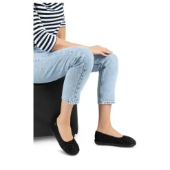 Chaussons Ballerine NOIR Femme Motif Paillettes A Enfiler