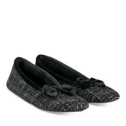Chaussons Ballerine NOIR Femme Motif Uni A Enfiler