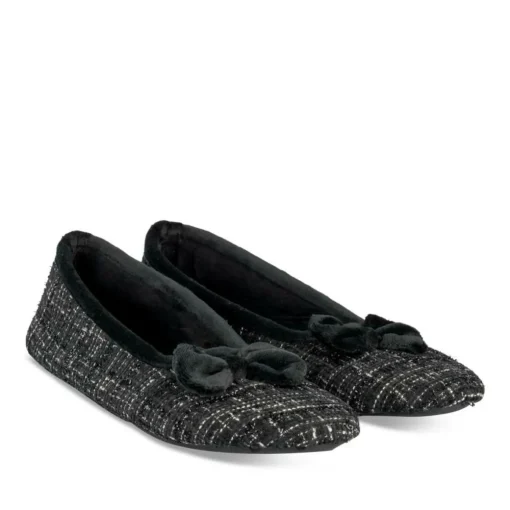 Chaussons Ballerine NOIR Femme Motif Uni A Enfiler