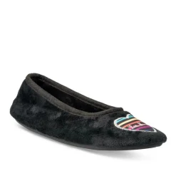 Chaussons Ballerine NOIR Femme Motif Uni A Enfiler