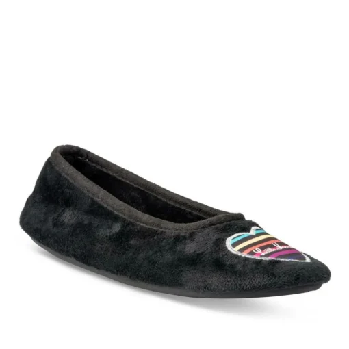 Chaussons Ballerine NOIR Femme Motif Uni A Enfiler