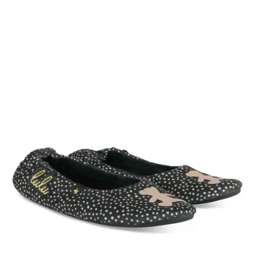 Chaussons Ballerine NOIR Femme Motif Uni A Enfiler