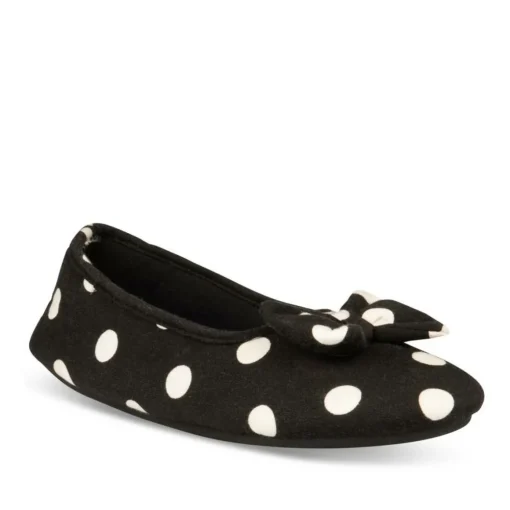 Chaussons Ballerine NOIR Femme Motif A Pois