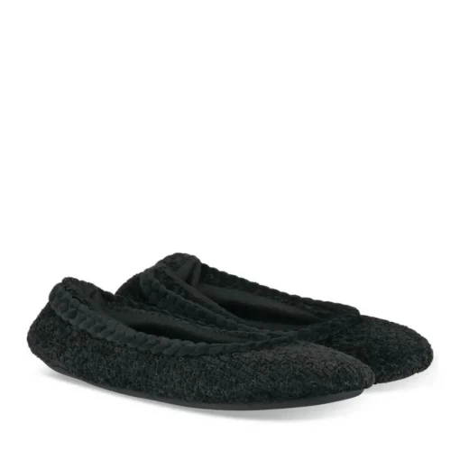 Chaussons Ballerine NOIR Femme Motif Uni A Enfiler