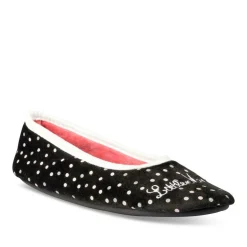 Chaussons Ballerine NOIR Femme Motif A Pois A Enfiler