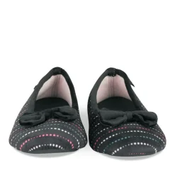 Chaussons Ballerine NOIR Femme Motif A Pois A Enfiler