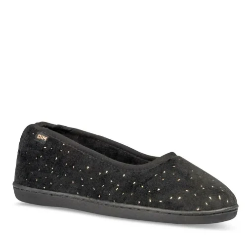 Chaussons Ballerine NOIR Femme Motif Paillettes A Enfiler