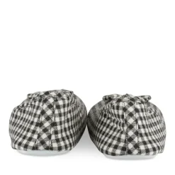Chaussons Ballerine NOIR Femme Motif Carreaux A Enfiler