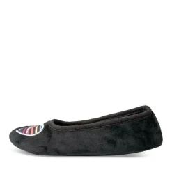 Chaussons Ballerine NOIR Femme Motif Uni A Enfiler