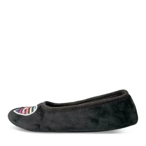 Chaussons Ballerine NOIR Femme Motif Uni A Enfiler