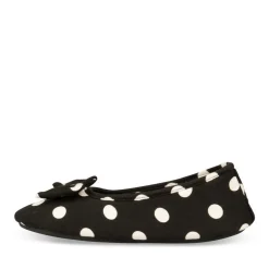 Chaussons Ballerine NOIR Femme Motif A Pois