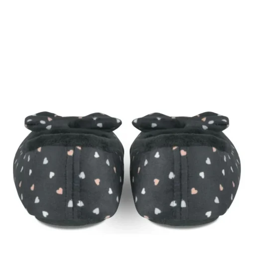 Chaussons Ballerine NOIR Femme Motif Coeurs A Enfiler