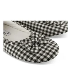 Chaussons Ballerine NOIR Femme Motif Carreaux A Enfiler