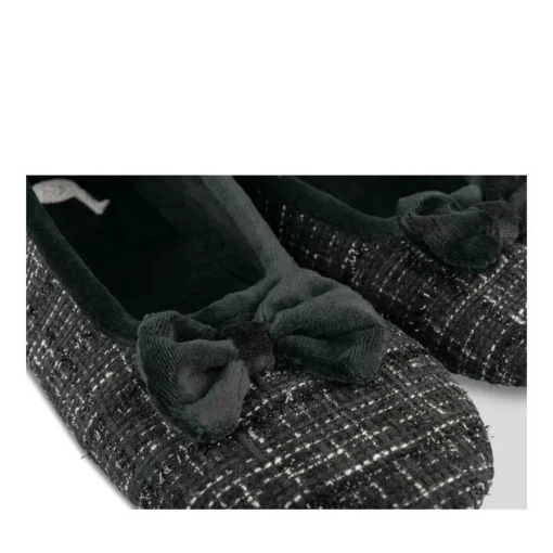 Chaussons Ballerine NOIR Femme Motif Uni A Enfiler