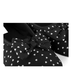 Chaussons Ballerine NOIR Femme Motif Coeurs A Enfiler
