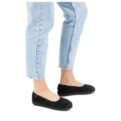 Chaussons Ballerine NOIR Femme Motif Paillettes A Enfiler