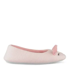 Chaussons Ballerine ROSE Femme Motif Rayures A Enfiler