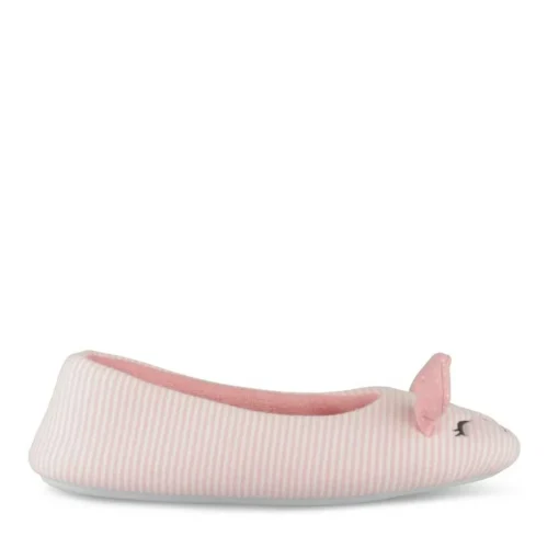 Chaussons Ballerine ROSE Femme Motif Rayures A Enfiler