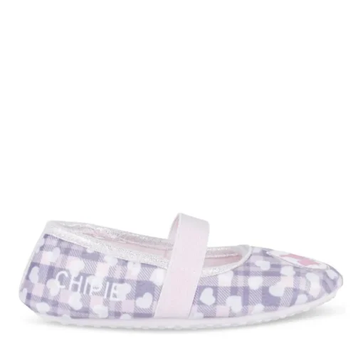 Chaussons Ballerine ROSE Fille Motif Carreaux Elastique