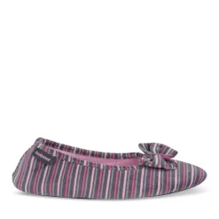 Chaussons Ballerine ROSE Femme Motif Rayures A Enfiler